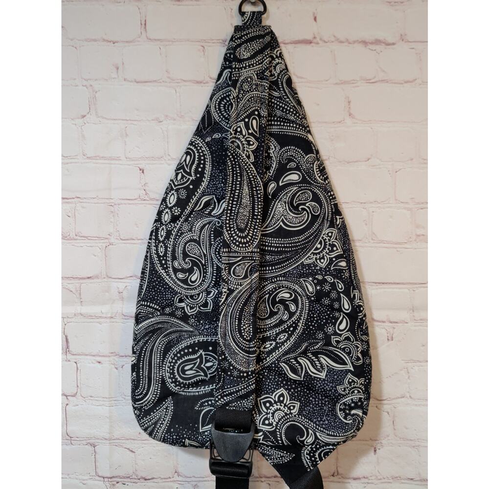 Vera Bradley Essential Sling Backpack Stellar Paisley Black White Quilted - Picture 4 of 12